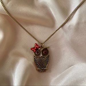 Walt Disney World owl necklace with Minnie bow